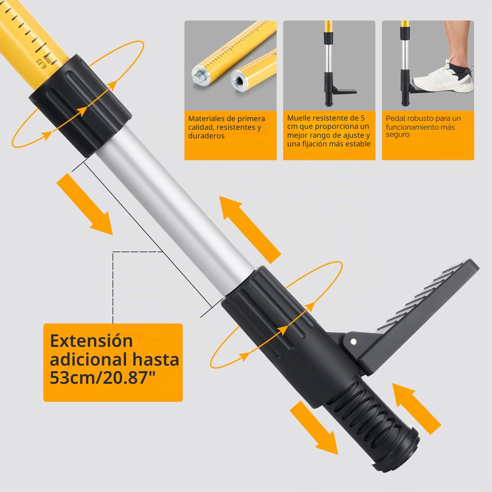 Firecore - Palo telescópico de 3,7 m con trípode y soporte láser de 1/4" x 20" para láseres giratorios y láseres de línea, soporte láser ajustable con adaptador roscado de 5/8" - FLP370C