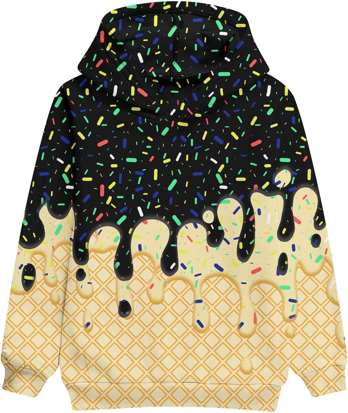 Ice Cream Hoodies Youth and Men Pullover Sweatshirts Boys Baseball Hooded With Big Pockets