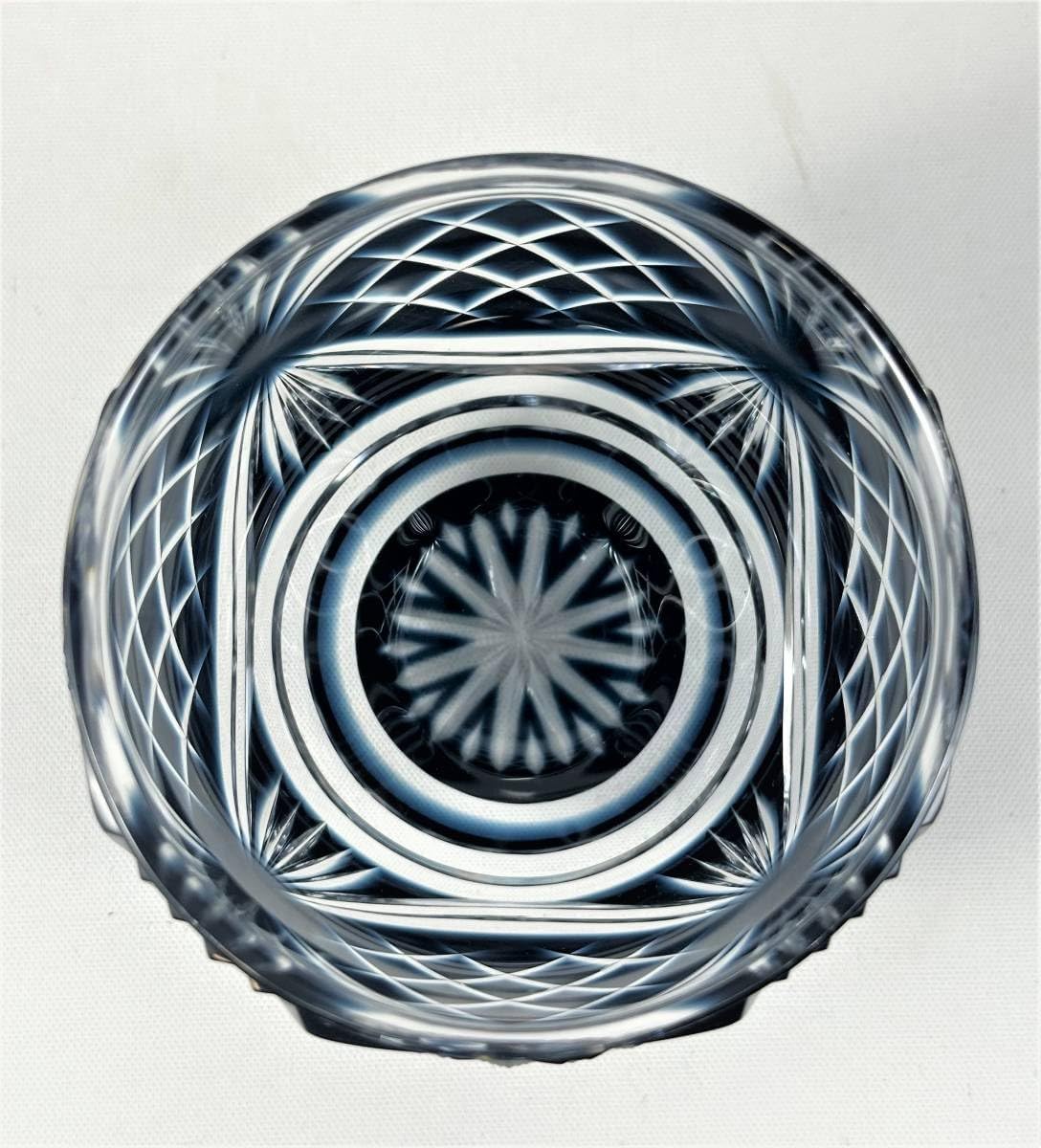 復元 島津 薩摩切子 尚古集成館監修 小付鉢 瑠璃色被せガラス サイン