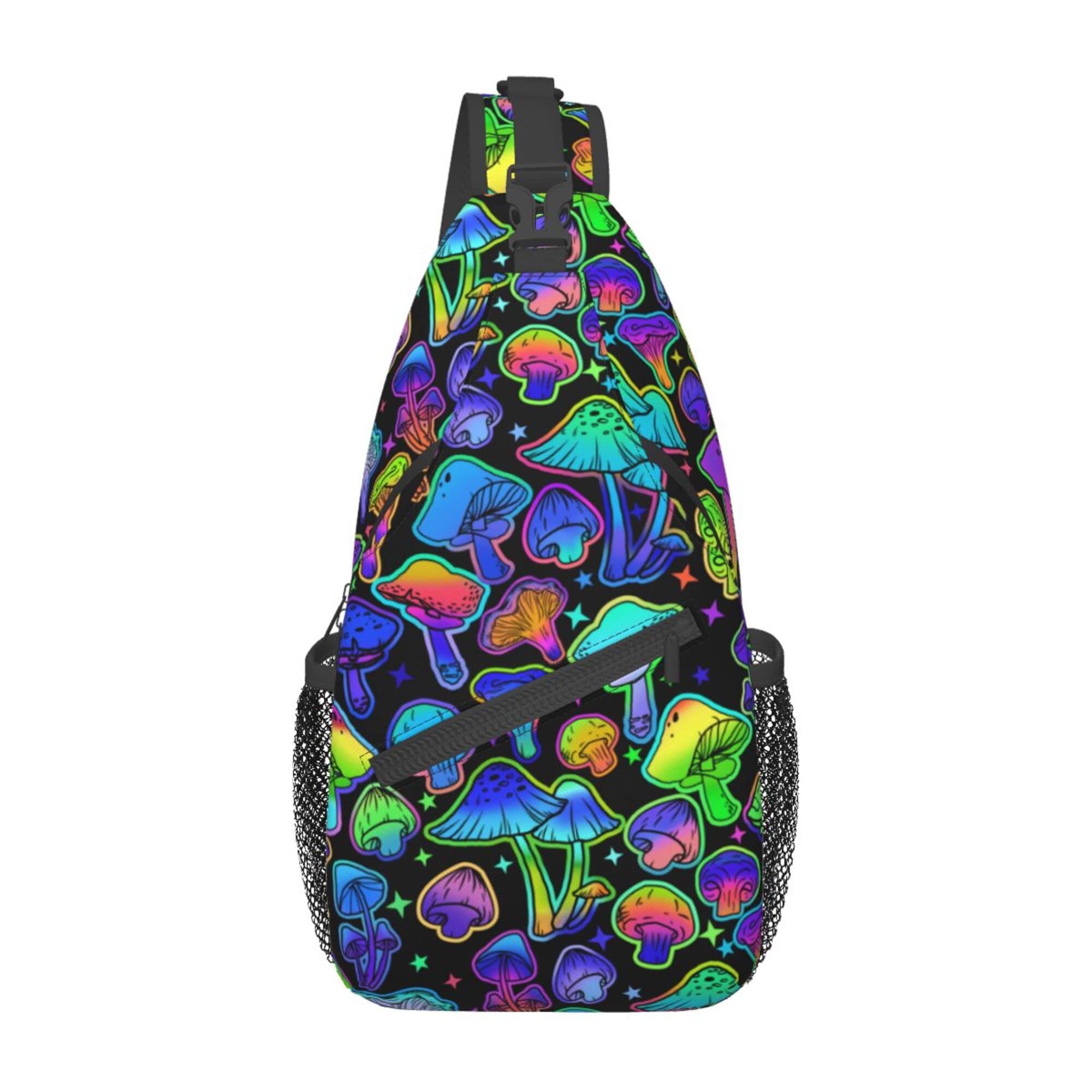 MEDTOGS Sling Bag for Women, Crossbody Bag Sling Backpack Shoulder Chest Bag for Travel Hiking Gym Anti Theft, Mushroom