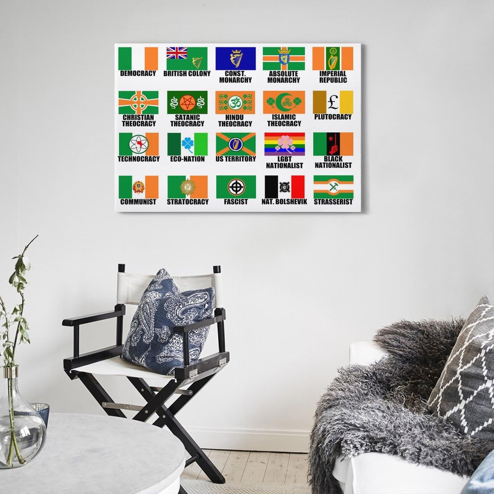 ALTUY Poster sur toile représentant les drapeaux alternatifs de l'Irlande - 50 x 75 cm