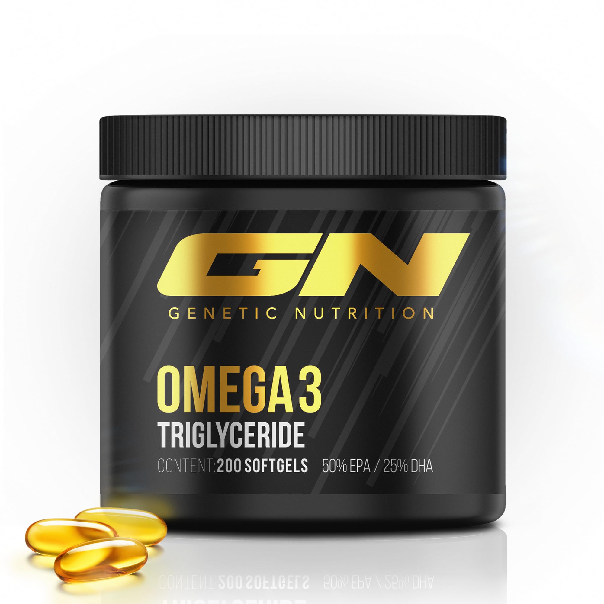 GN Laboratories Omega 3 – Fischöl Kapslen mit 4000mg (2000 mg EPA & 1000 mg DHA) pro Tagesdosis – 200 Softgels – ohne Vitamin E