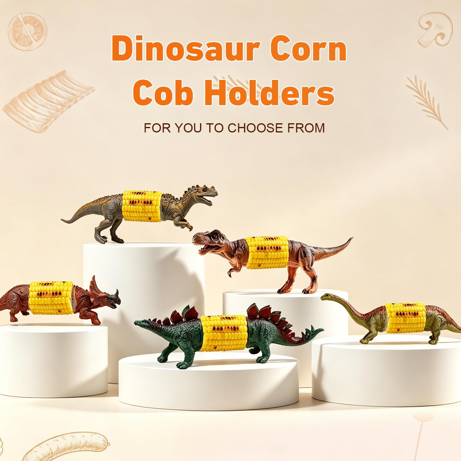 Dinosaur Corn Cob Holders(Trike&Stego)