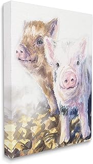 Stupell Industries Baby Piglets Smiling Adorable Farm Animals, Design by George Dyachenko Canvas Wall Art, 16 x 20, Pink