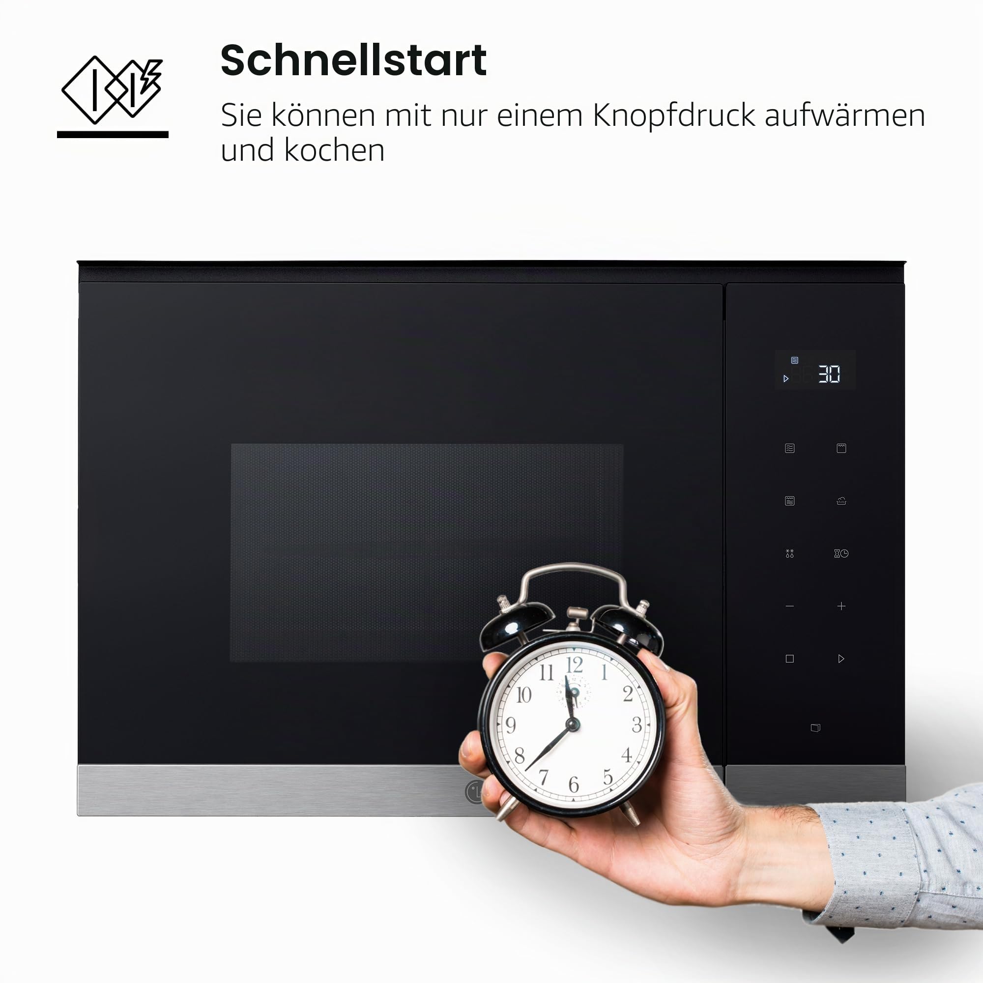 LG MG7Z2593D Einbau-Mikrowelle, 900 W, 25 l, Schwarz und Stahl, Touch-Steuerung, automatische Abtauung