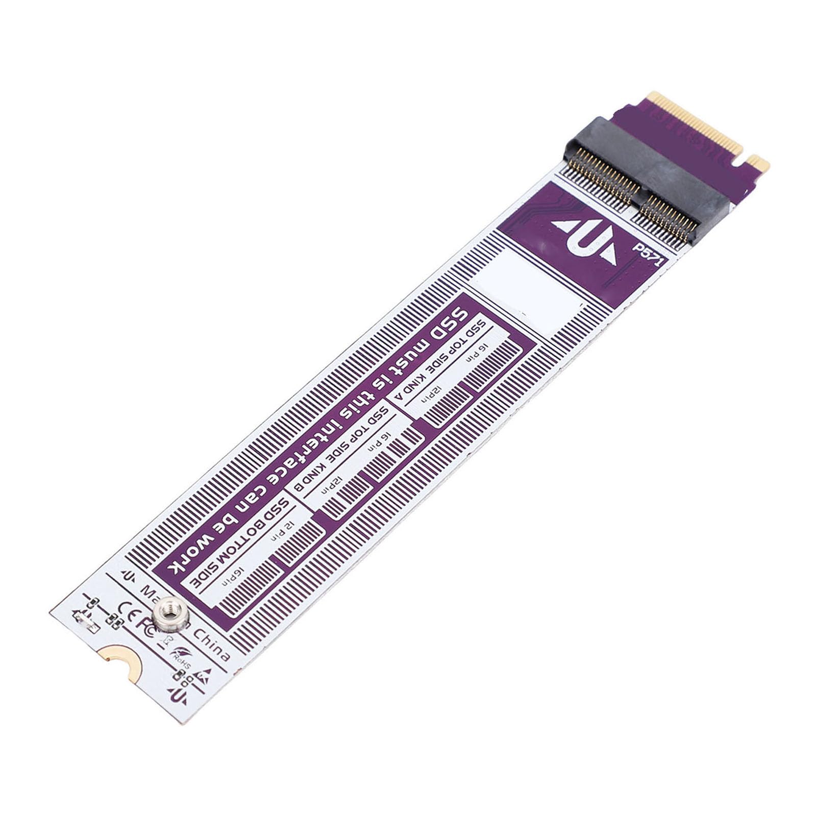 Zunate M.2 NVMe SSD Adattatore 12pin 16pin Convertitore NVMe SSD Reader per Mac Book Air Pro 2013 2017, con Cablaggio di Precisione, Trasferimento Dati Stabile