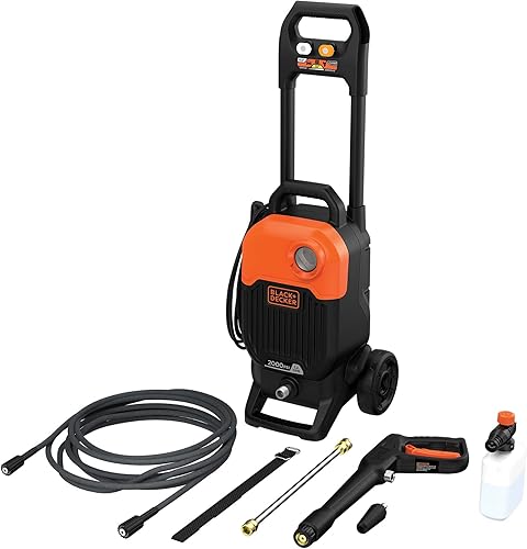BLACK+DECKER Lavadora eléctrica a presión de agua fría, 2000 PSI máximo, 1.2 GPM (BEPW2000)