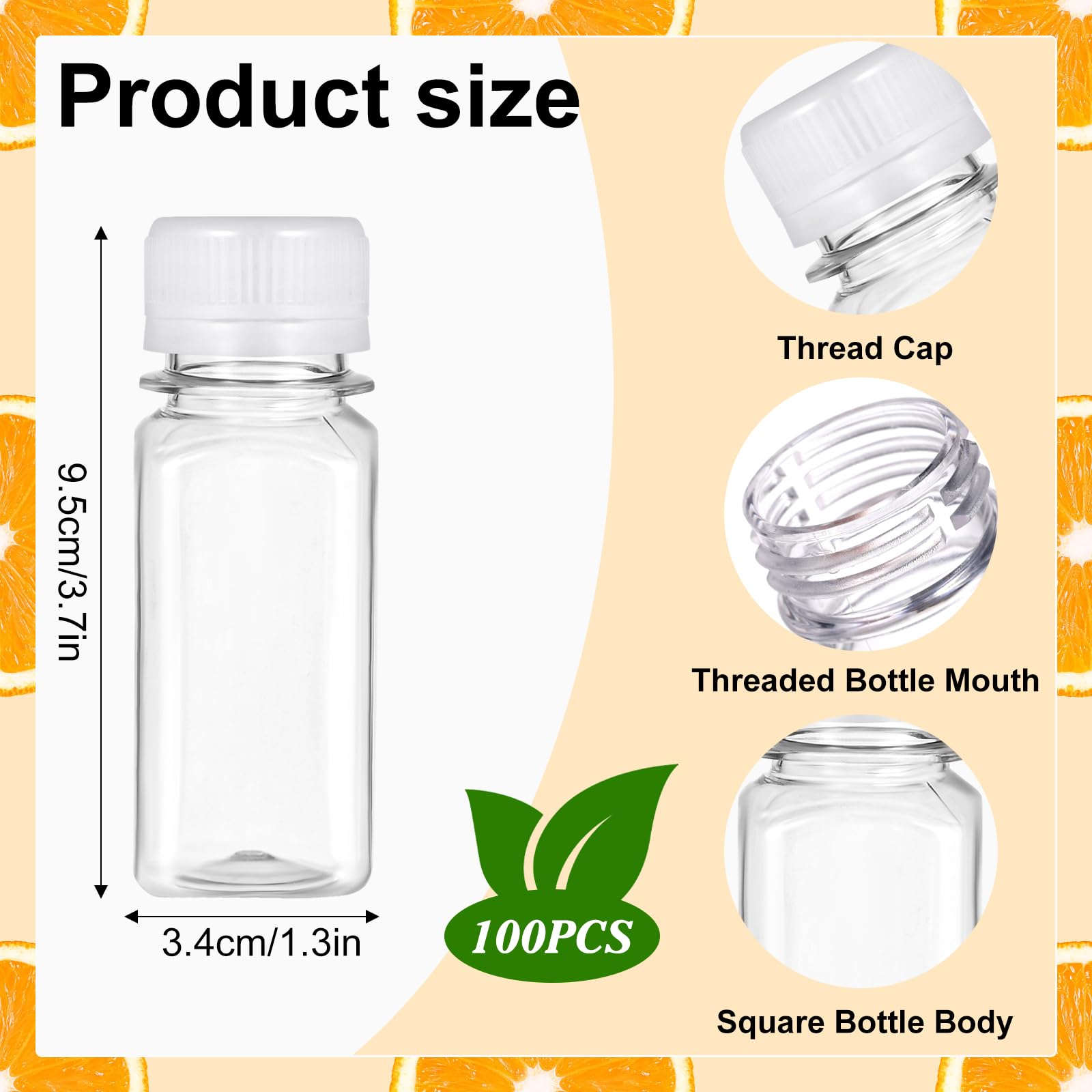 Bottiglie da 56,7 ml con tappi, confezione da 100 piccole bottiglie di plastica per liquidi, liquori, succhi di frutta, whisky, bottiglie da viaggio riutilizzabili con scala, imbuti, adesivi per fai