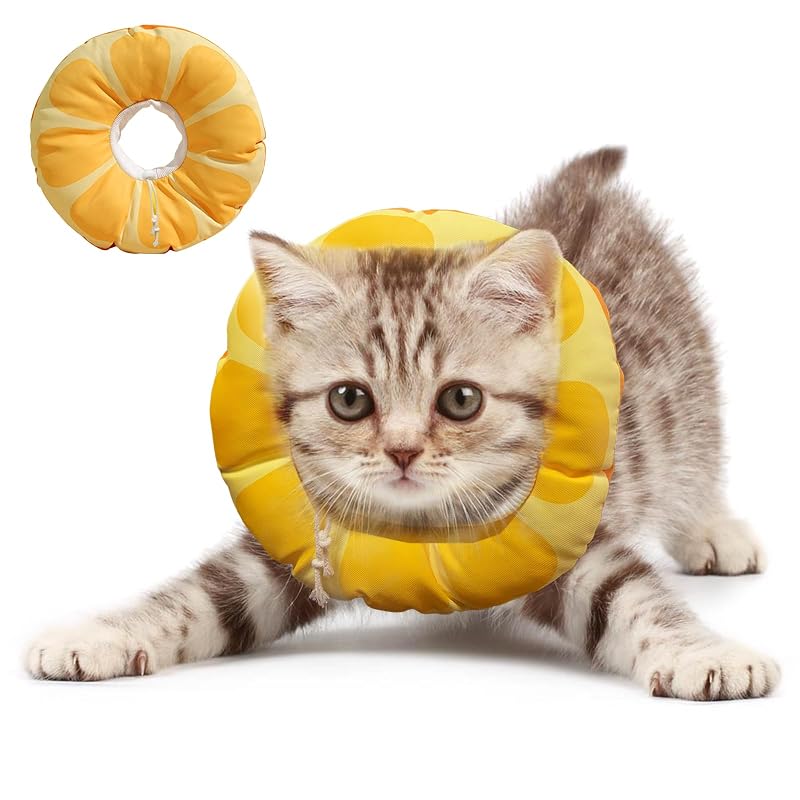 Colar de Recuperação Macio para Gatos YYanniwani T4 Amarelo, Tamanho S