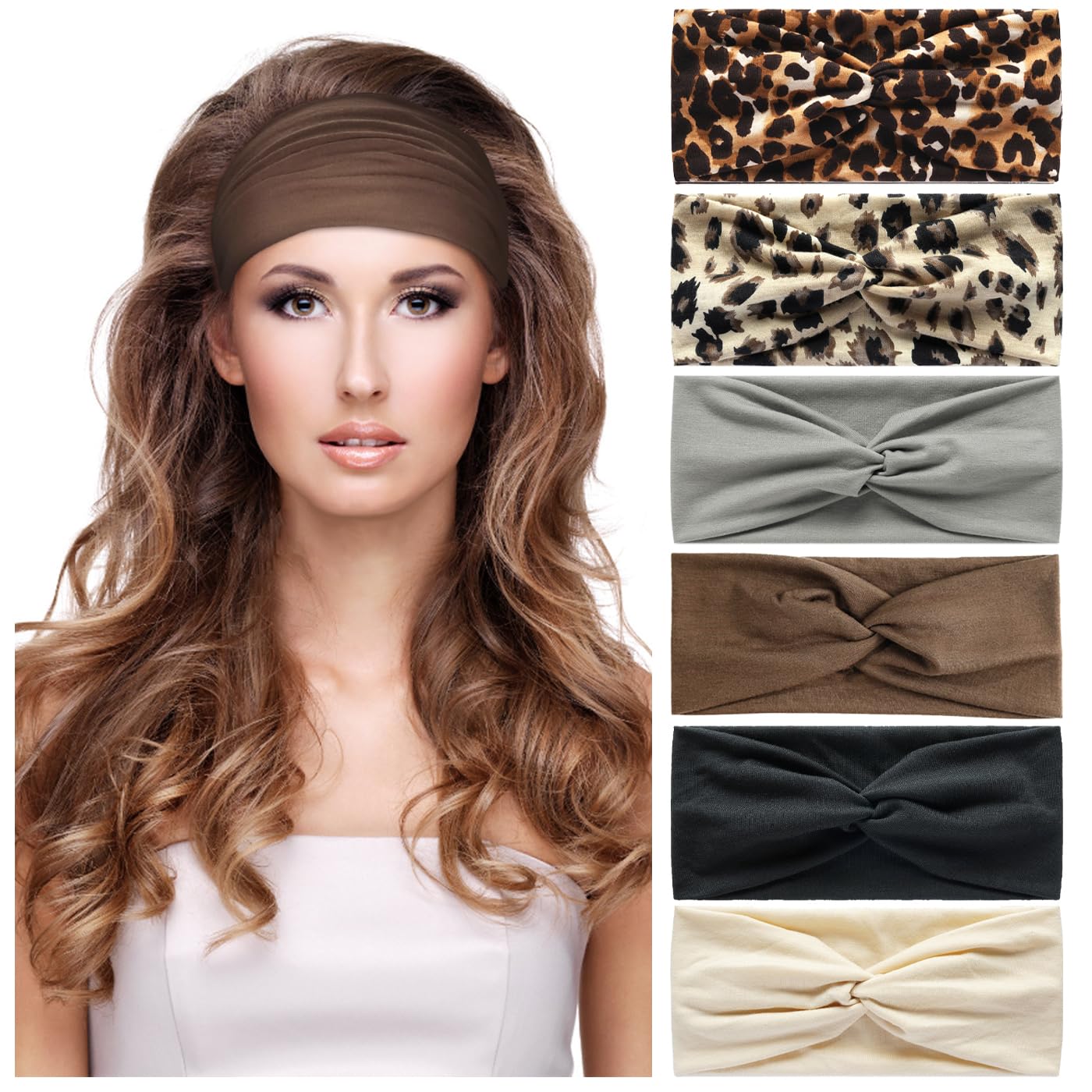 Fasce Capelli Sportive Leopardate - 6 Pezzi Antiscivolo Per Yoga, Corsa E Palestra