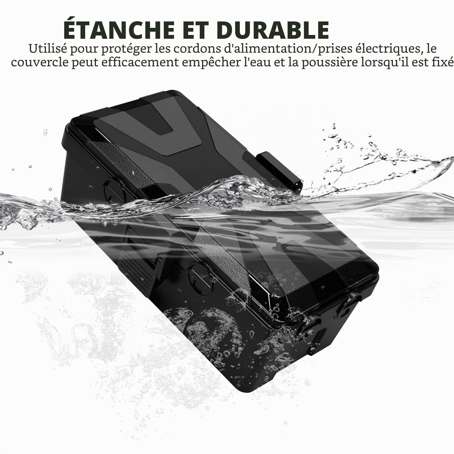 Boîte à câbles étanche pour l'extérieur - Noir - Boîte électrique d'extérieur - Boîte électrique d'extérieur - Boîte de raccordement résistante aux intempéries - Protection de la prise électrique