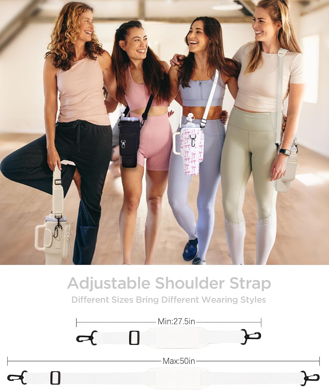 dabria Water Bottle Carrier Bag with Phone Pocket for Stanley 40/30 oz Tumbler Neoprene Water Bottle Holder Pouch with Adjustable Strap Bollus with Straw Cover for Stanley Cup Accessories (40OZ) - Image 5