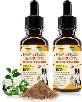 Quercetin for Dogs, Dog Quercetin Liquid Drops, Dog Quercetin Herbal Supplement Support Allergy Relief,Immune Health, Respiratory Health, Skin Health, Gluten Free, Non GMO 60 ml/2 Oz - 2 Pack