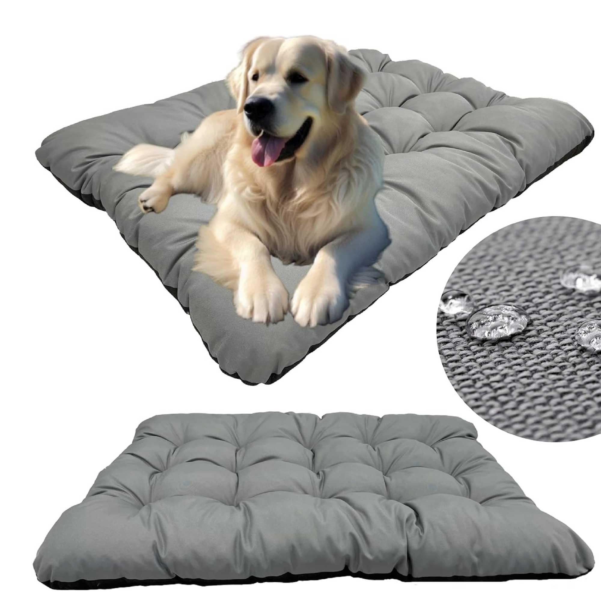 KING DOG Cojín para Perros Grandes Impermeable XL 120 x 80 cm Cojín de Tela Oxford Alfombra Ideal para Perros Colchón Cama Lavable Gris