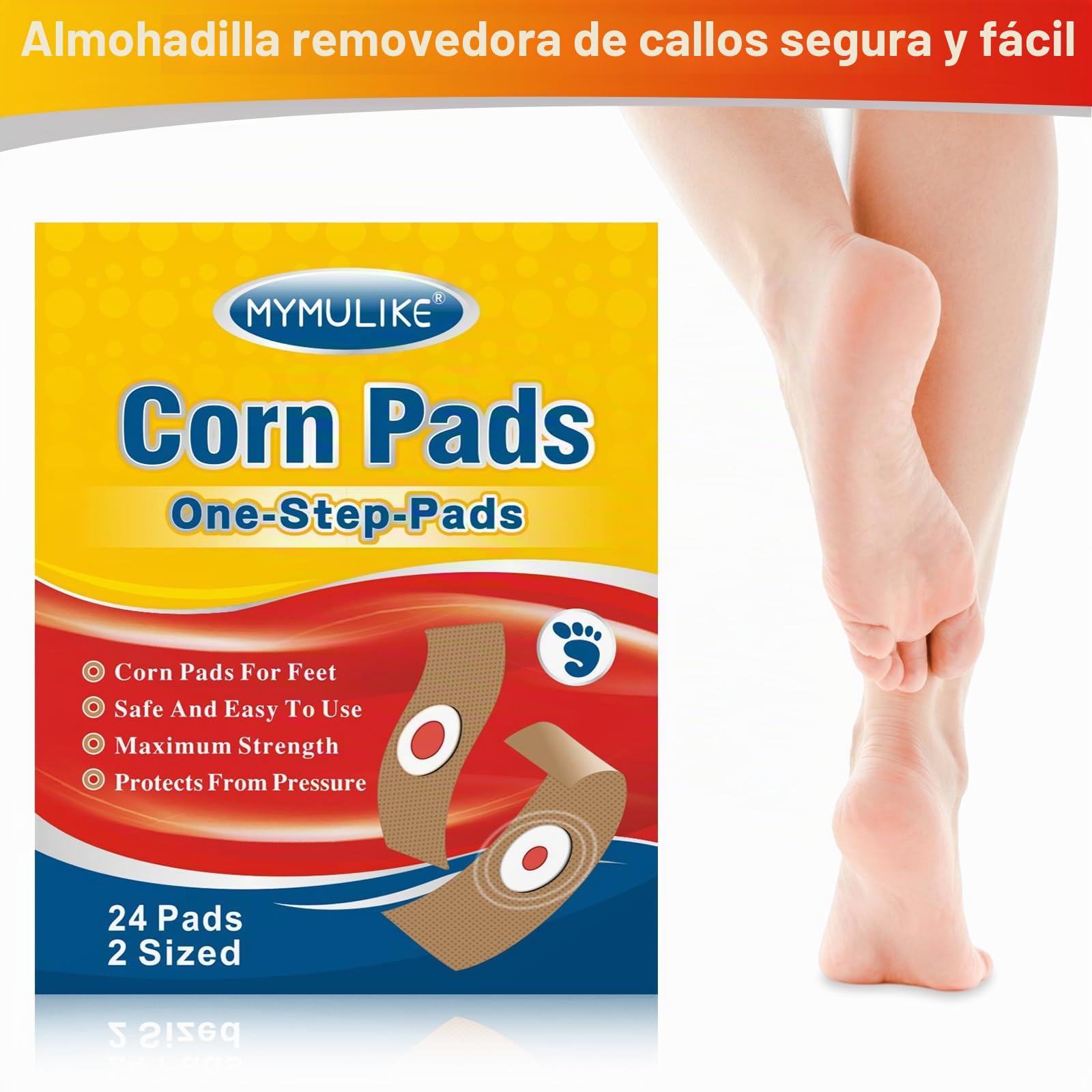 MYMULIKE 24 almohadillas para eliminar los callos, 2 tamaños de almohadillas para eliminar los callos en los pies, 12 tamaños grandes y 12 tamaños pequeños para el cuidado de los pies.