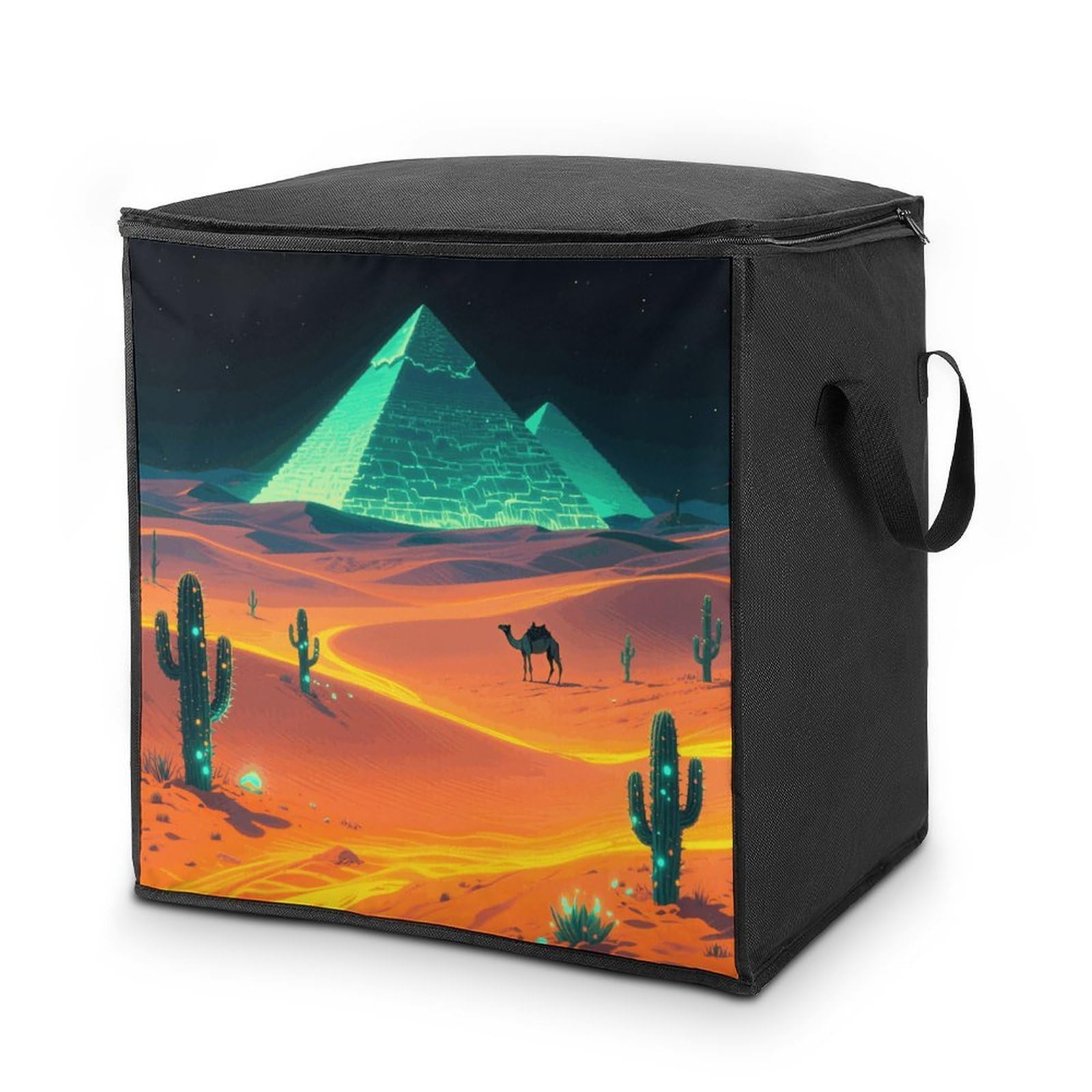 Shining Desert Large Storage Bags with Zippered Storage Organizers Bag Clothes Storages Bins with Lids Foldable Storages Containers with Reinforced Handles for Blanket Bedding