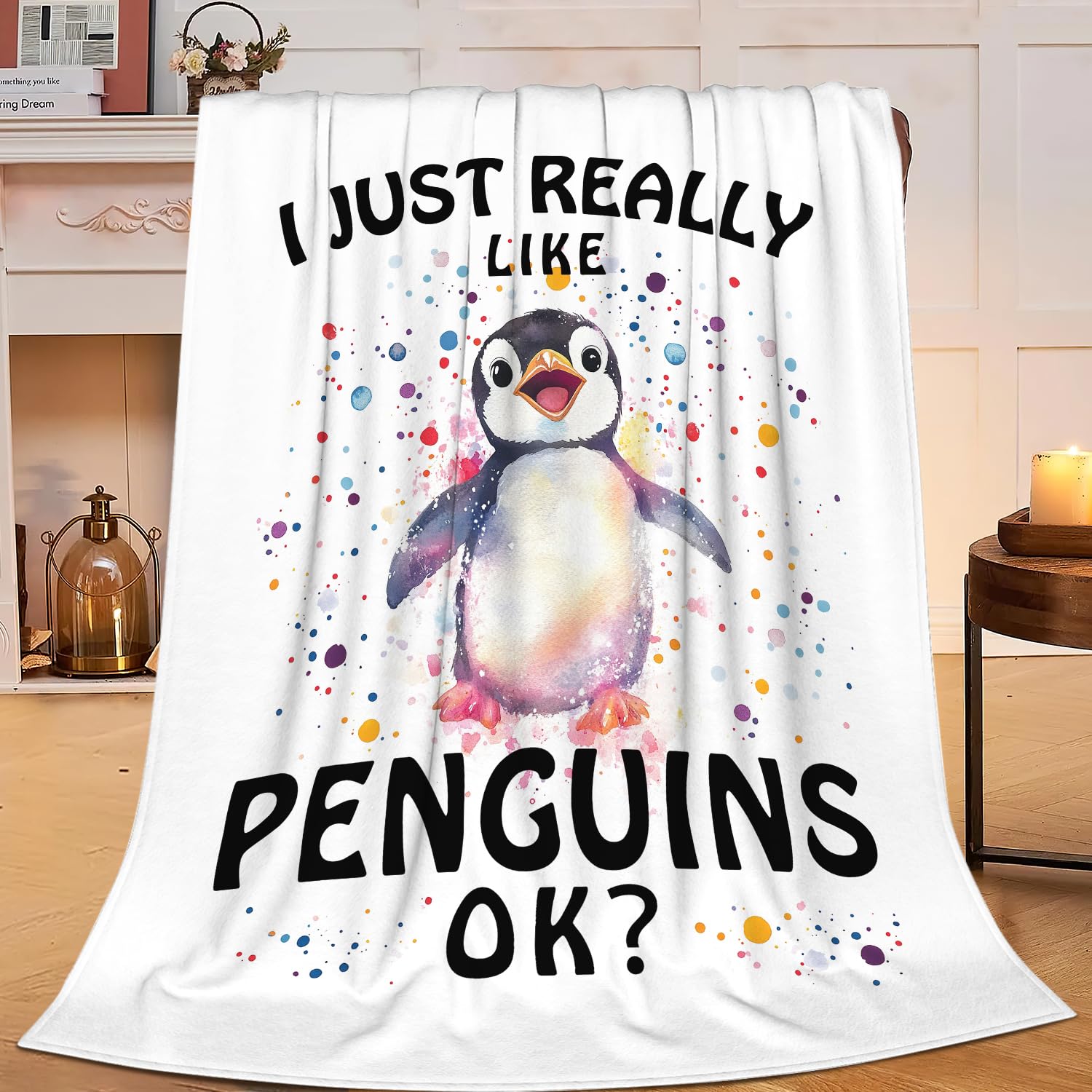 Penguin Blanket Cute Penguin Throw Blanket Gifts for Girls Boys Kids Women Men Adults Super Soft Cozy Plush Fluffy Fuzzy Fleece Blanket Home Decor 40''X50''