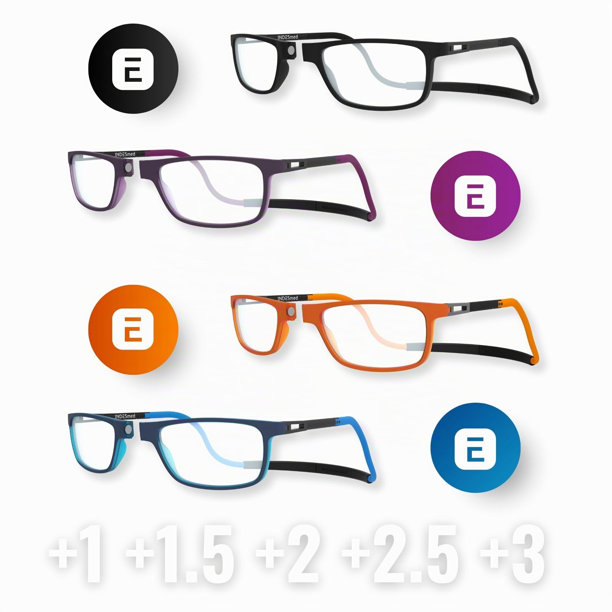 INDESMED – Magnetbrille Lesebrillen faltbare und verstellbare – Lesebrille blaulichtfilter herren und damen – Modern, Leicht & Clic brille mit magnetverschluss vorne