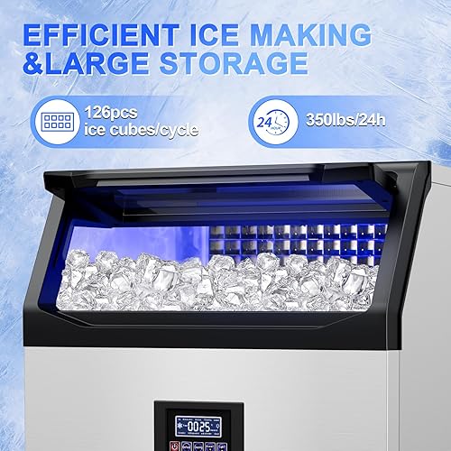 Vista 98 de Nugget Ice Makers - Máquina de hielo de pellets masticables suaves con función de limpieza automática, modo de mezcla de hielo/agua/agua helada, 50