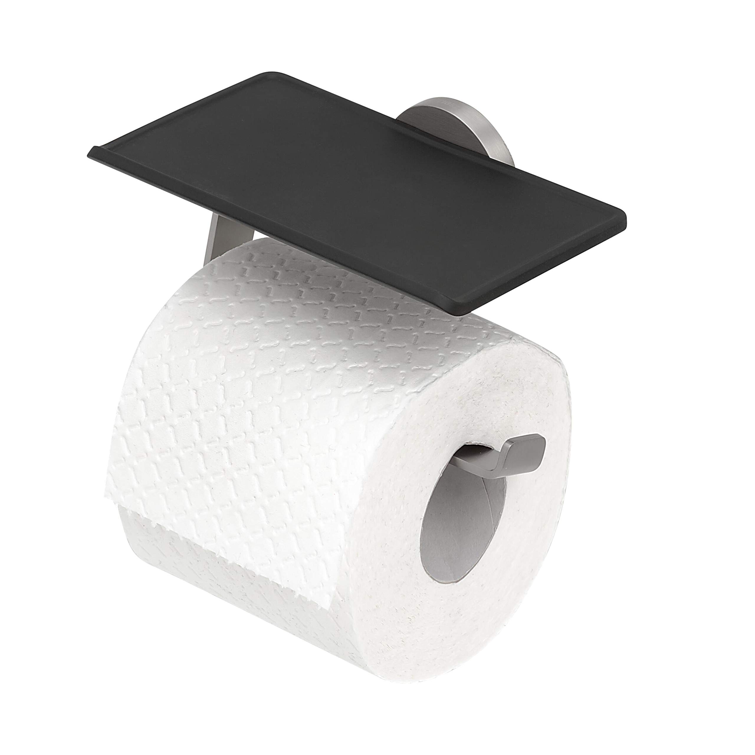 Tiger Noon Toilet Roll Holder with Shelf, Stainless Steel Brushed