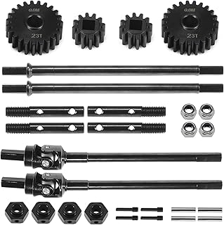 AMK Steel Thickened Capra Driveshaft CVD Bold UTB10 Portal Stub Axle Overdrive Gears Set for 1/10 RC Crawler Axial Capra F9 Upgrades (Axles + 12T-23T)