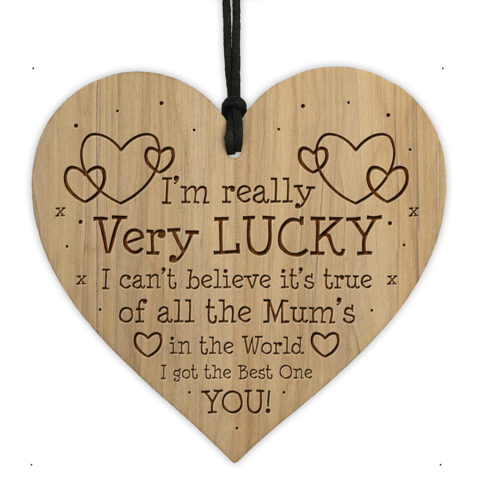Red Ocean Mum Gift Birthday Christmas Engraved Heart Thank You Daughter Son Gifts Keepsake