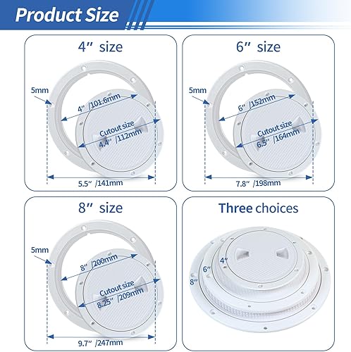 Miniatura 3 de Hoffen Bay-sun Escotilla de inspección antideslizante redonda blanca de 4 pulgadas con cubierta desmontable para barco marino y yate