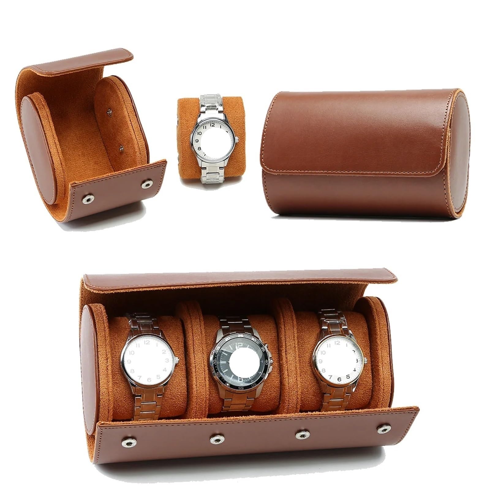 Scatola for Rotoli Di Orologi Da 2 Pezzi Per Orologi | Organizzatori di archiviazione for display in pelle moda borsa nera marrone blu da 1/2/3 slot