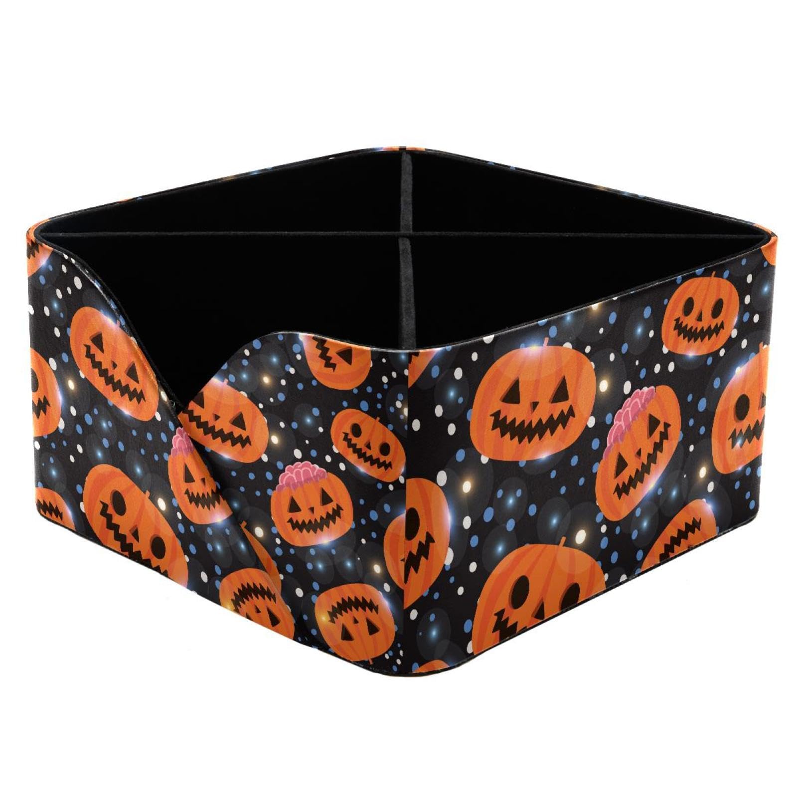 KengjuTesu Cute Pumpkin Man Desktop Organizer Pen Holder, Rectangular Pencil Cup for Office, Study and Makeup Stations