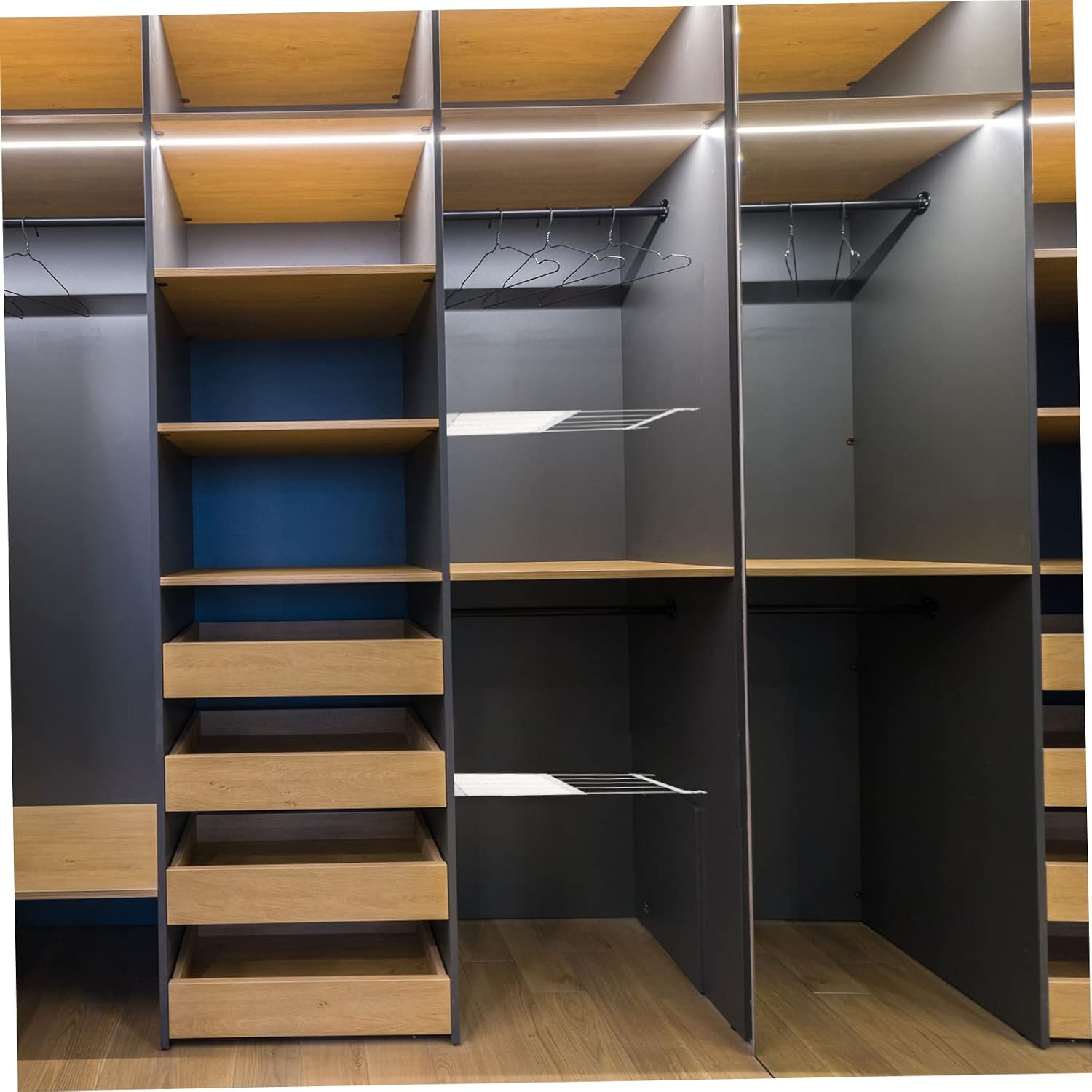 Closet Organizer Rack Expandable Non-Drill Storage Shelf with Retractable Design for Wardrobe Cabinet and Shoe Storage White Long Wide