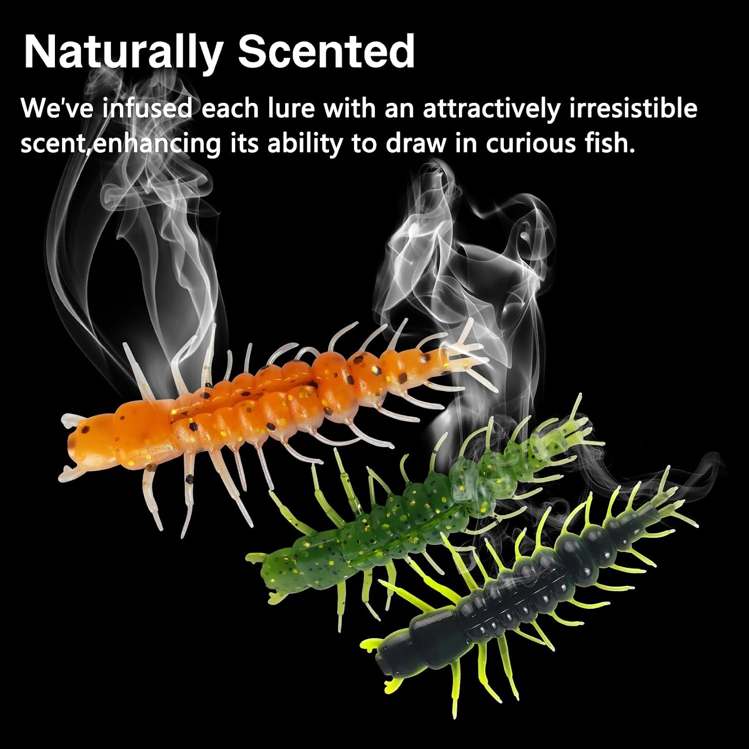 Eupheng 75 Pcs Hellgrammite Fishing Lures 2"&3", Super Realistic Soft Plastic Worms for Ned Jig Drop Shot Rig, Lifelike Bass Baits