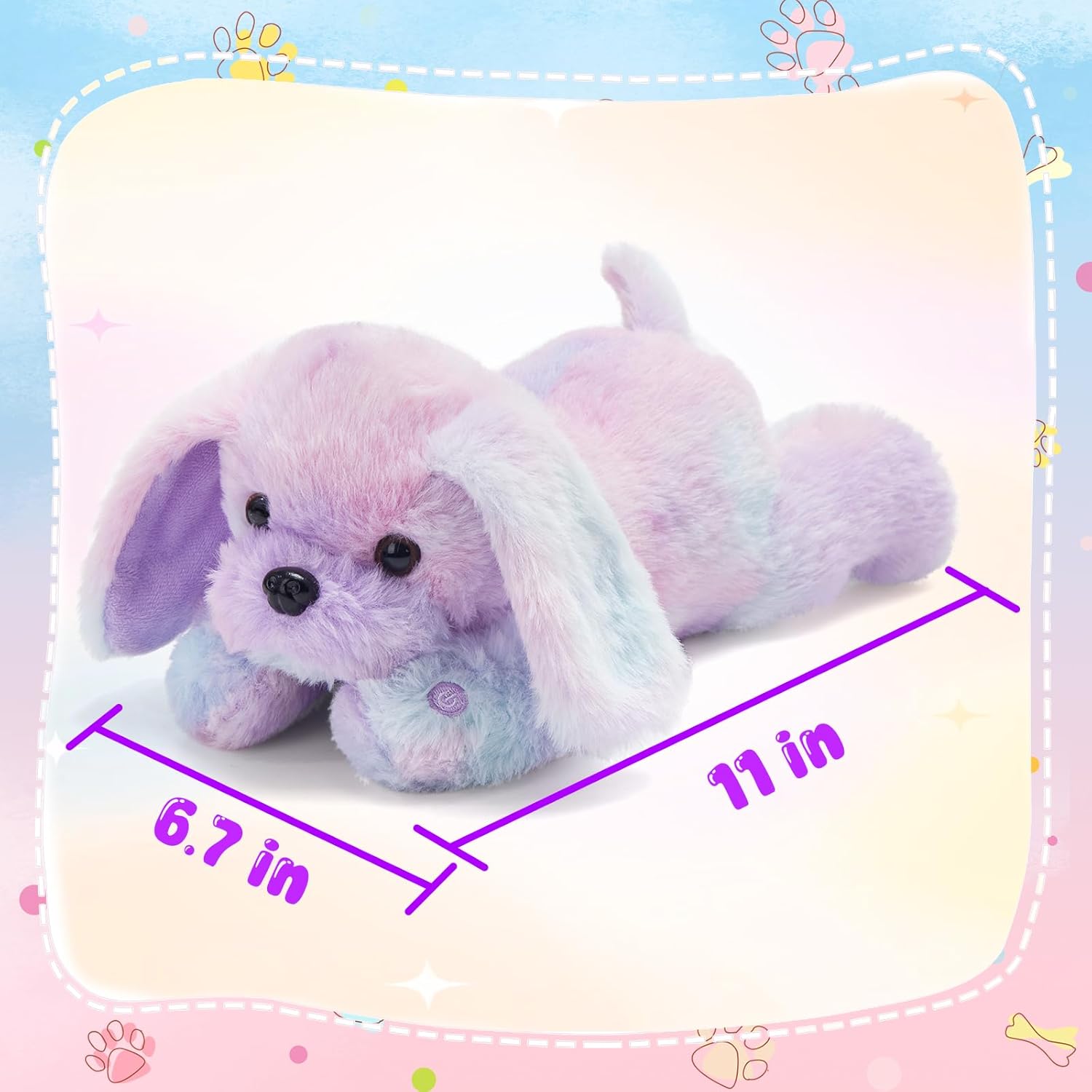 WEWILL 12'' Light up Puppy Dog Rainbow Stuffed Animal Plushies with Colorful Night Light Glow Soft Plush Toy Gifts for Kids Girls Boys, Birthday, Valentine