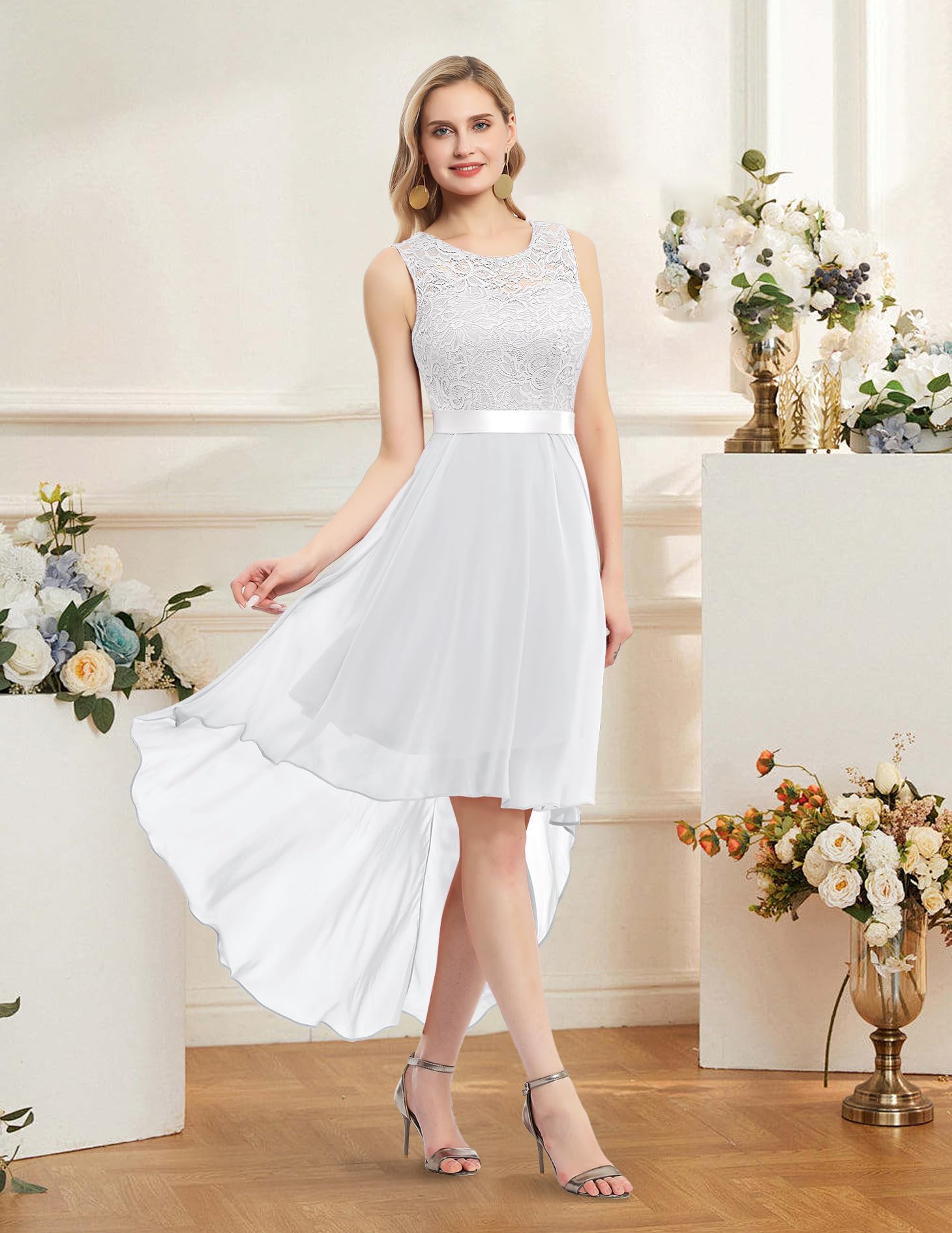 Berylove Robes de soirée Officielles pour Femmes Robes de Mariage à Manches Courtes à Volants Robes de soirée Longues Robes de Bal de Fin d'année
