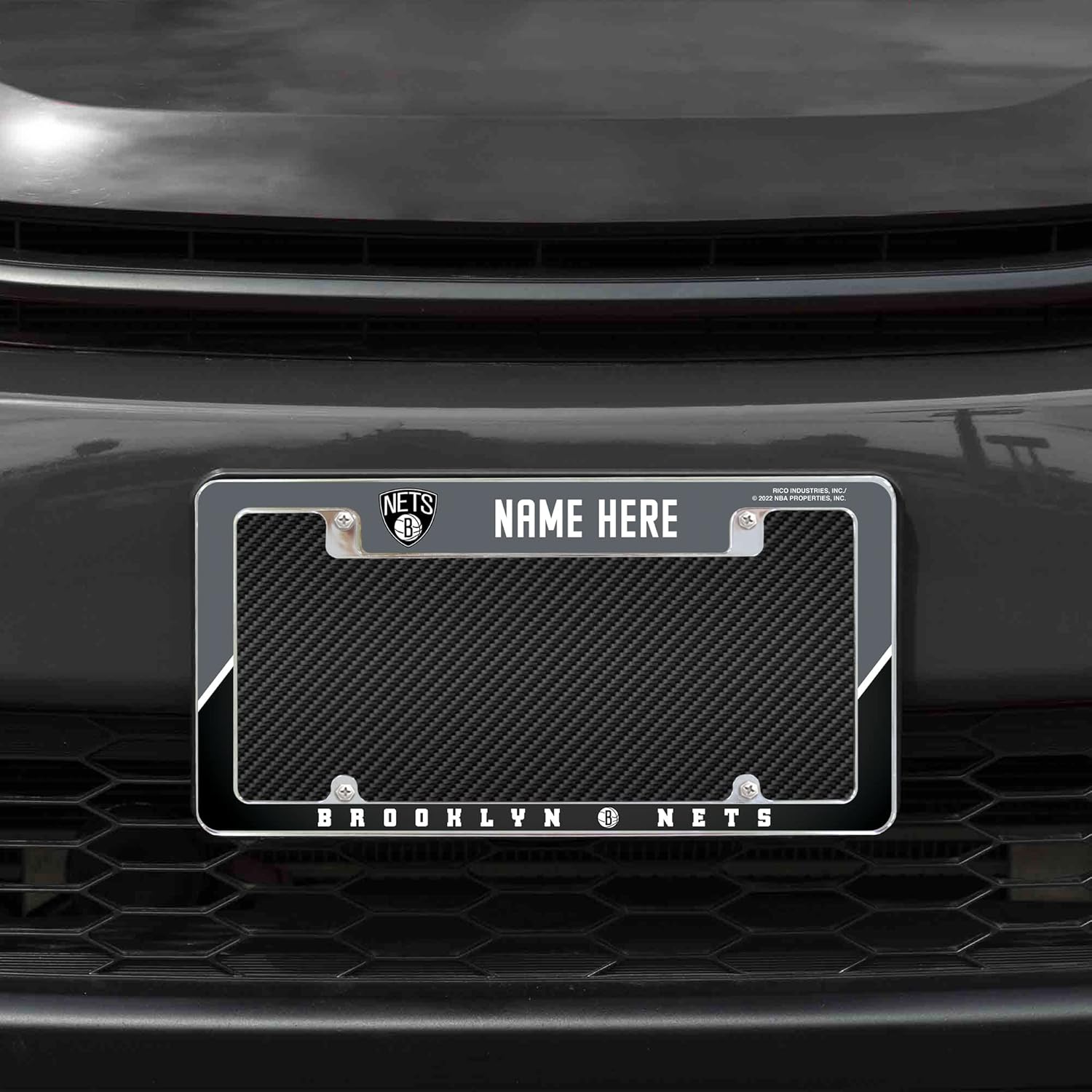 Rico Industries NBA Basketball Brooklyn Nets Personalized/Custom 12" x 6" Chrome All Over Automotive License Plate Frame for Car/Truck/SUV