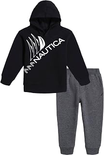 Boys 2 Pieces Jogger Set, Deep Black/Heather, 6 US