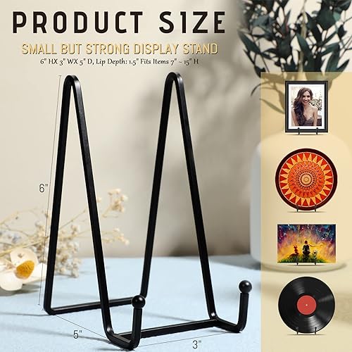 Miniatura 2 de Mixweer Soportes de placa para exhibición, paquete de 18 soportes de placa de 6 pulgadas, soporte de marco de metal para suministros decorativos,