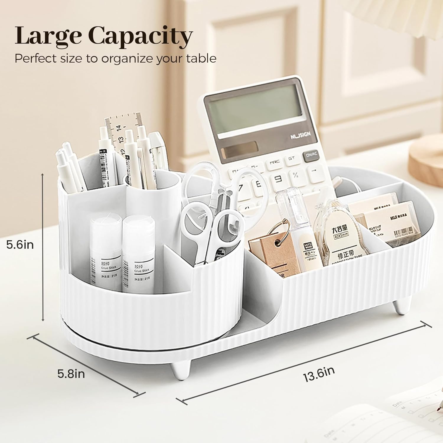 Aveniee Rotating Makeup Organizer, Skin Care Perfume Brush Holder, Make Up Vanity Organizer Countertop, Large Capacity Cosmetic Storage for Bedroom Dresser, Bathroom Counter(White)