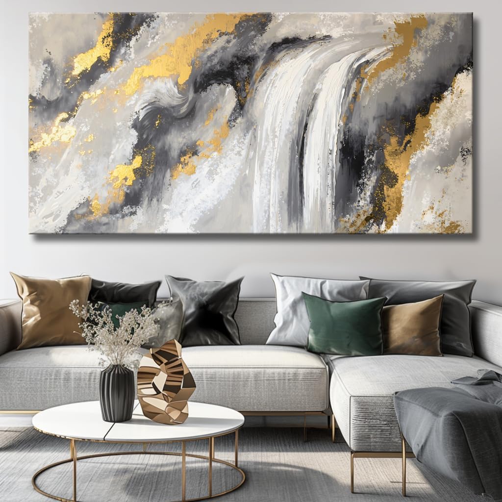 Large Abstract Waterfalls and Clouds Canvas Art Landscape Artwork Art Framed Canvas Print for Living Room, Bedroom, Dining Room, Home Office Modern Ready to Hang Home Decor - 30"x60"