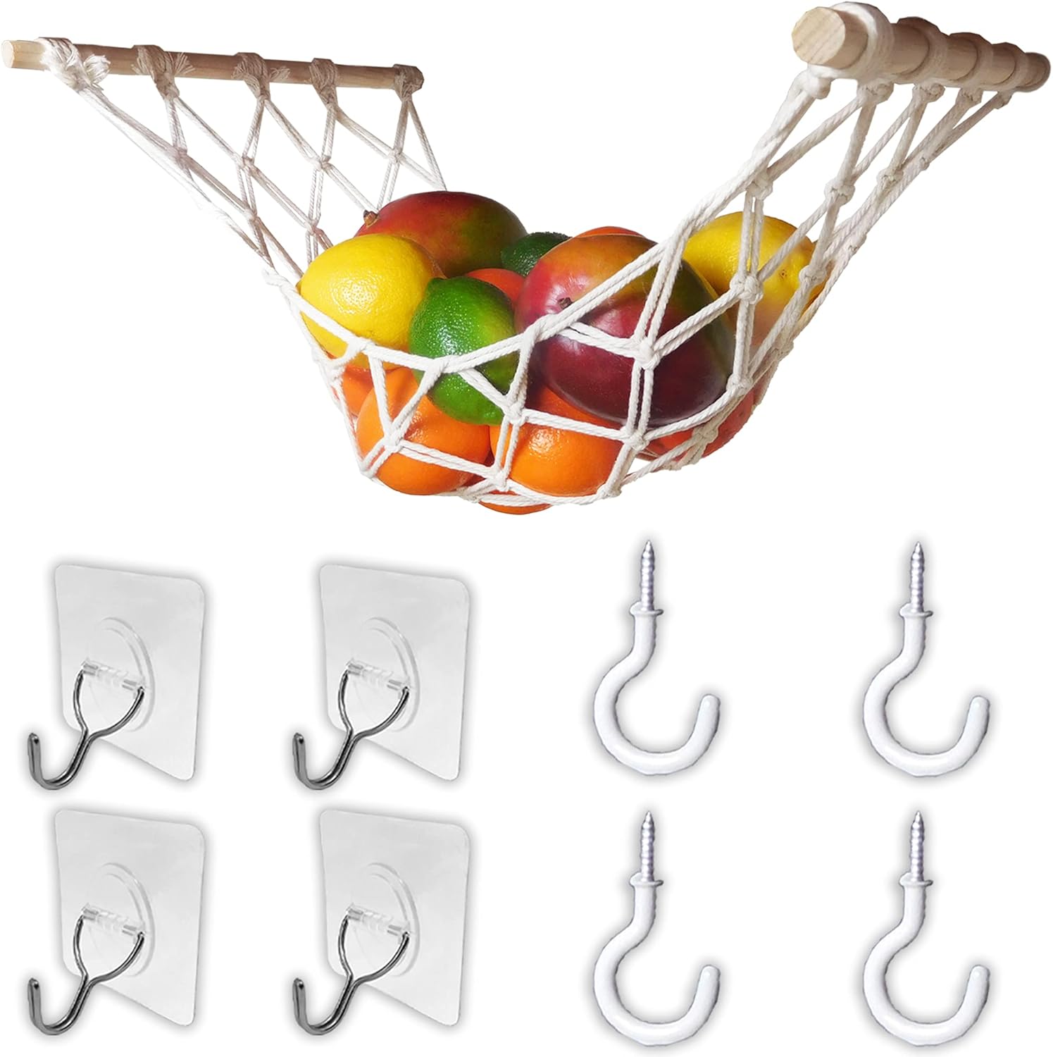 Macrame Fruit Hammock Under Produce Storage