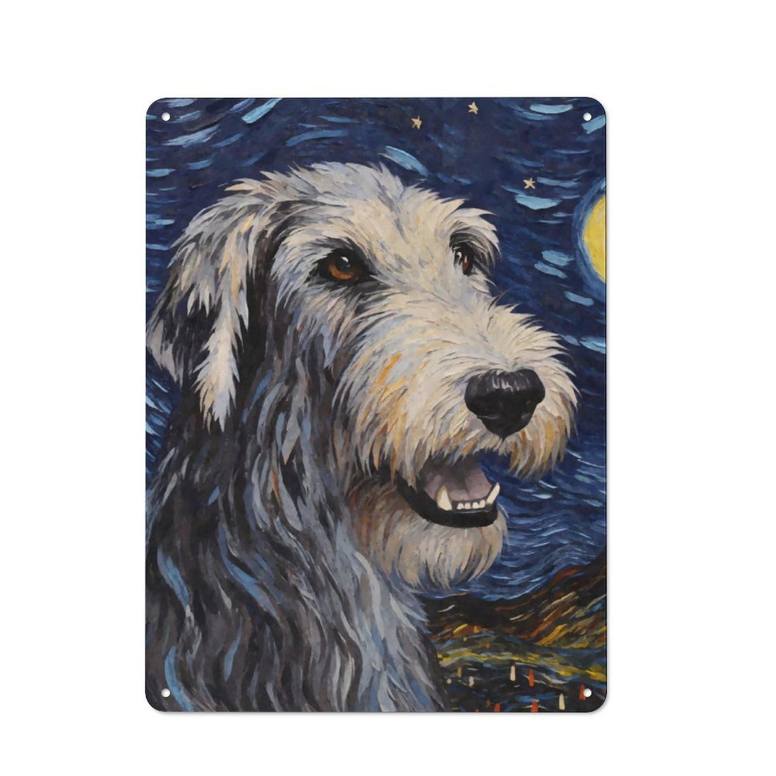Junmoney Irish Wolfhound Starry Metal Wall Sign 40X30cm, Rustic Decor For Hallway Wall, For Metal Sign Collectors, For Garage And Workshop Walls
