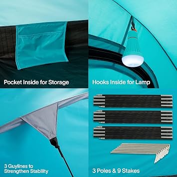 Alvantor Camping Tent Outdoor Backpacking Family Tent Ultra Lightweight 2 Person Pop Up Instant Portable Compact Shelter