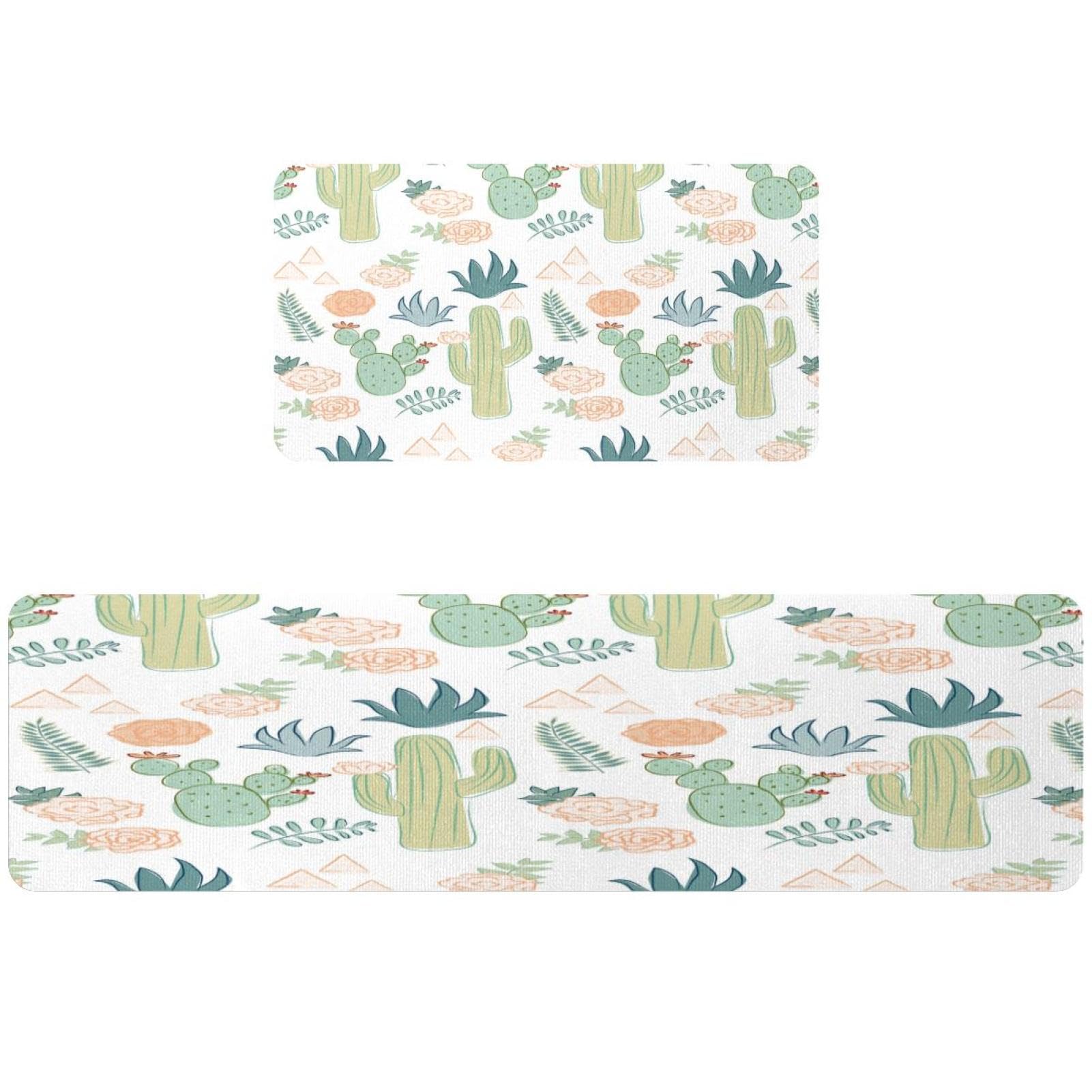 Tapis de cuisine cactus lot de 2 absorbants et lavables pour buanderie
