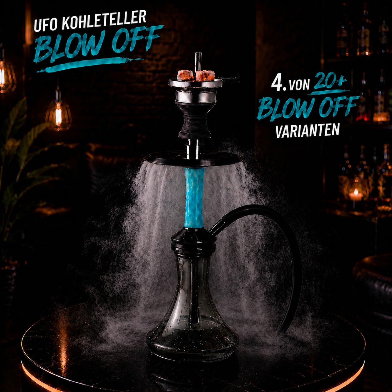 Motion 2.0 I Shisha Komplett-Set mit Travelbag I 20+ Blow-Off Varianten I 40 cm Mini Edelstahl Shisha I Travelbag, Bowl, Steinkopf mit Kaminaufsatz, Silikonschlauch, Mundstück, Zange I