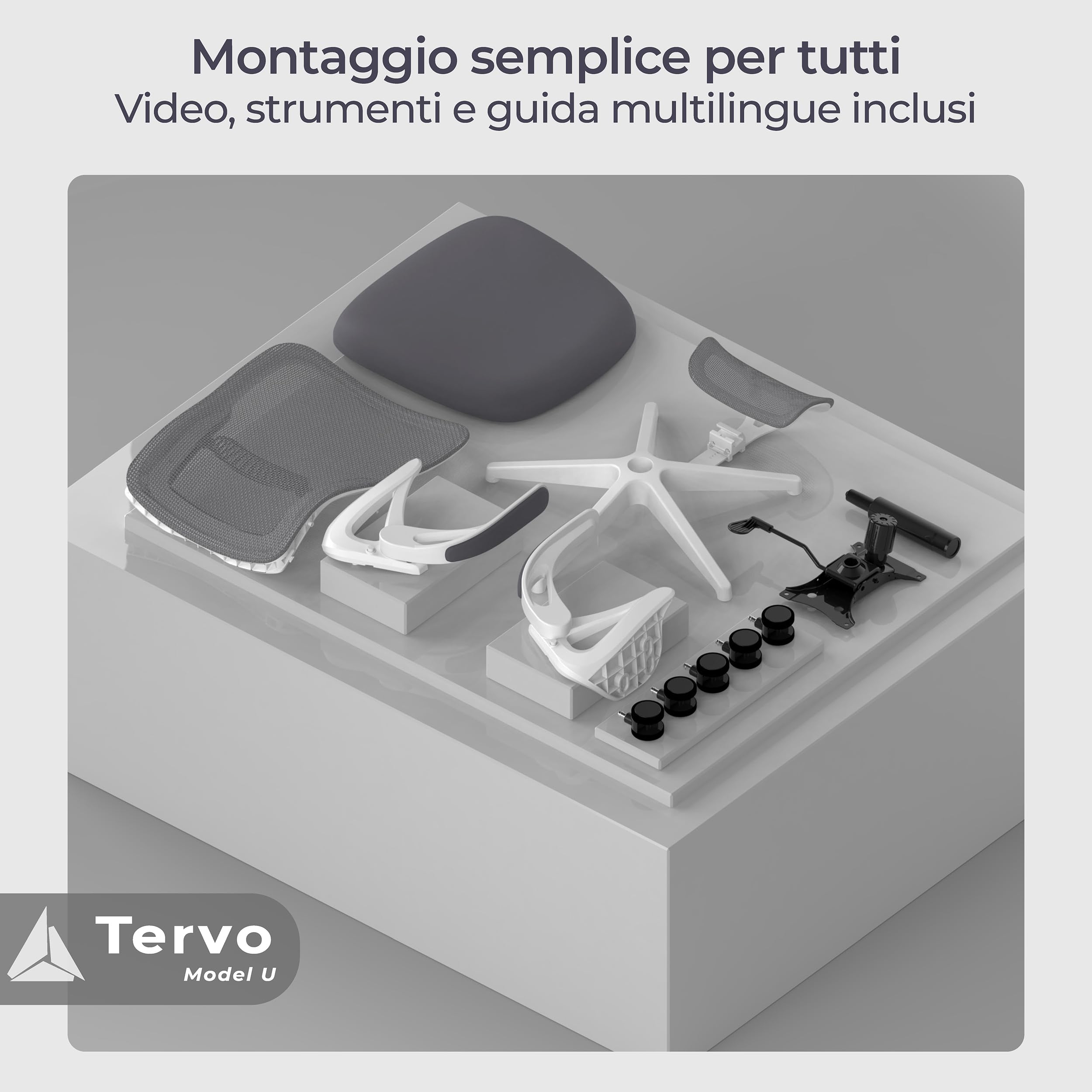 Tervo Model U | Sedia da ufficio pieghevole per piccoli spazi | Sedia da gioco per adulti e bambini | Sedia da computer ergonomica in rete per la camera da letto