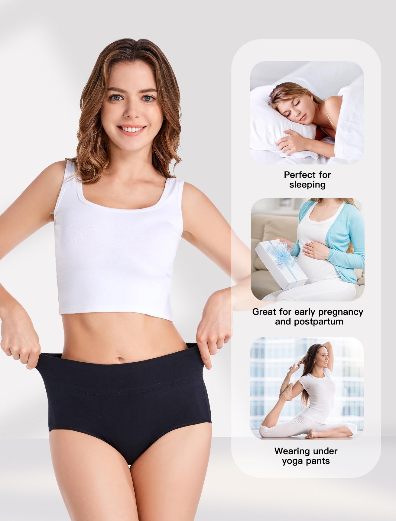 HAVVIS Mutandine da donna in cotone a vita alta per il controllo della pancia in cotone jacquard rosa mutandine da donna multipack