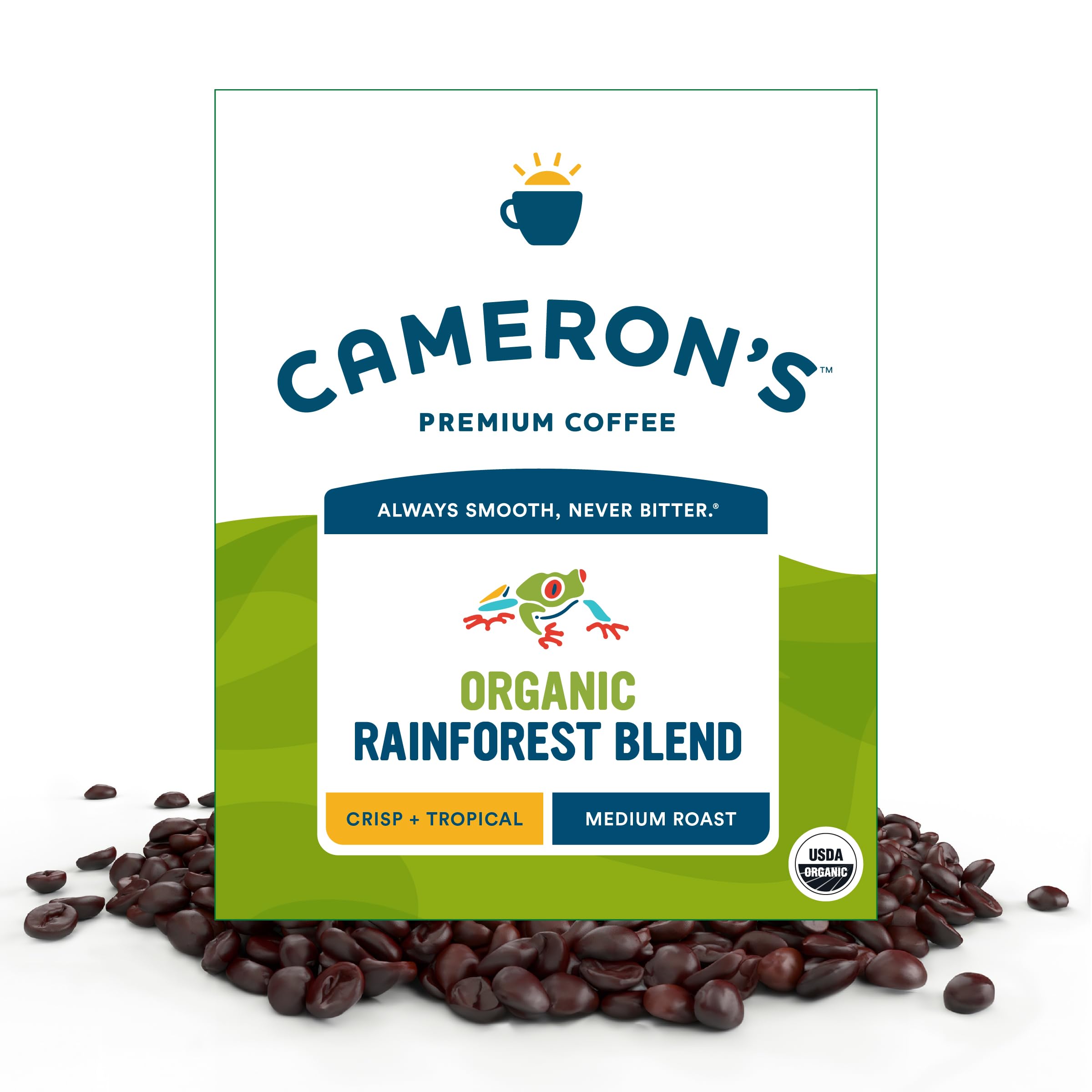 Cameron's Coffee Roasted Whole Bean Coffee, Organic Rainforest Blend, 4 Pound