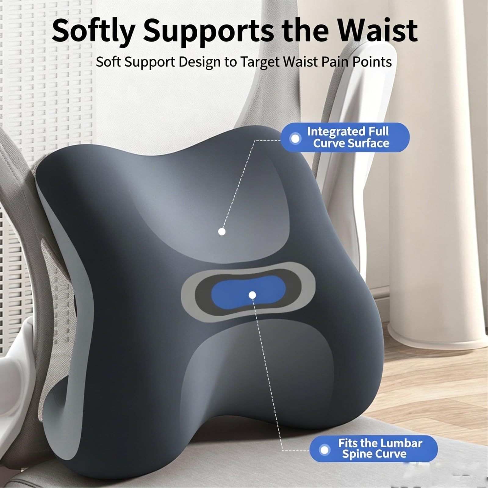 HJDMO - Cuscino in memory foam per sedia da ufficio, cuscino di supporto lombare per alleviare il dolore alla schiena, cuscino ortopedico spesso per dolore al coccige sciatica, 37 x 34 x 13,5 cm, 6