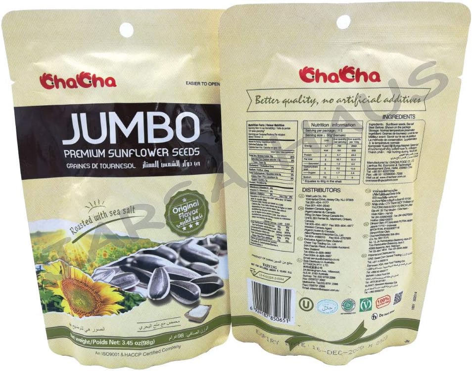 ChaCha Jumbo Premium Sunflower Seed 98g Bundle of 4packs