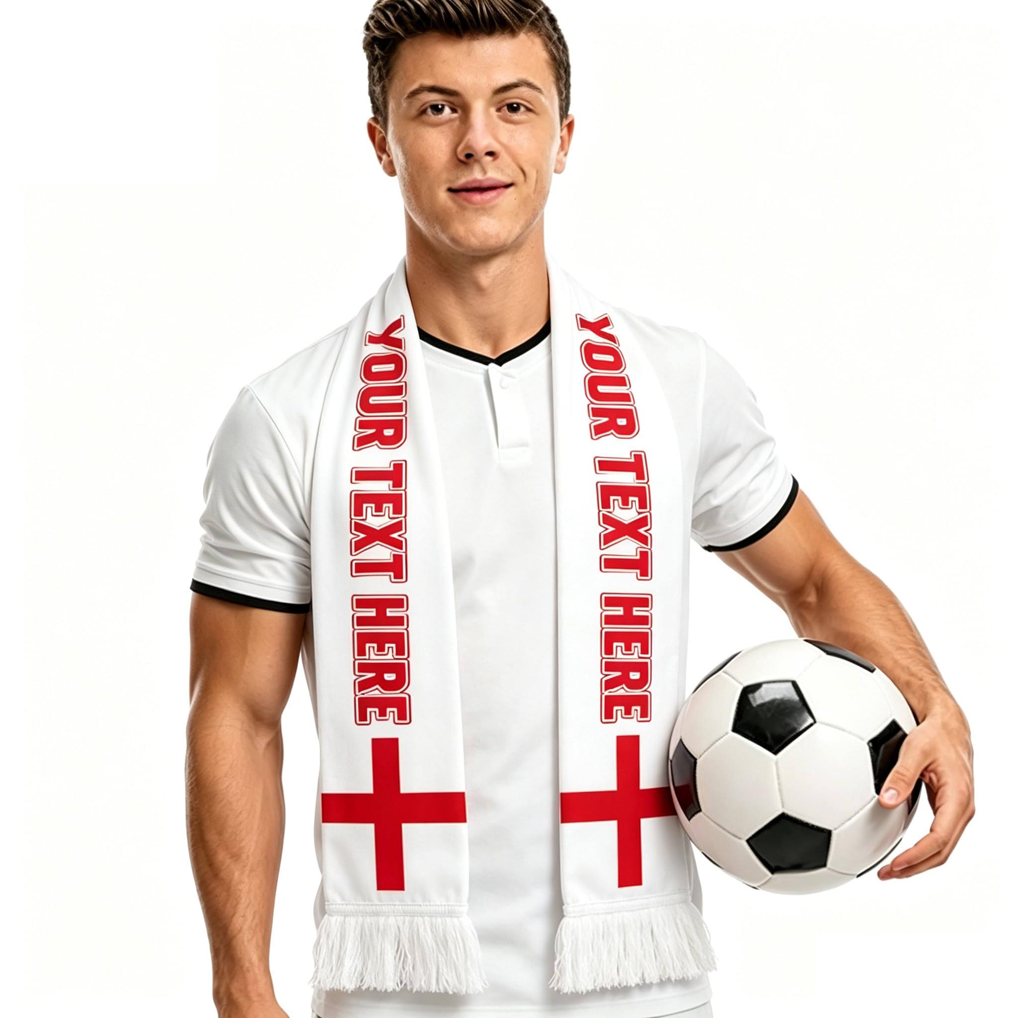 Personalised Football Scarf for Football 2026 Custom Text Flag Supporter Scarf for Fans, Men Personalised Accessory for Family, Gift Football Enthusiasts
