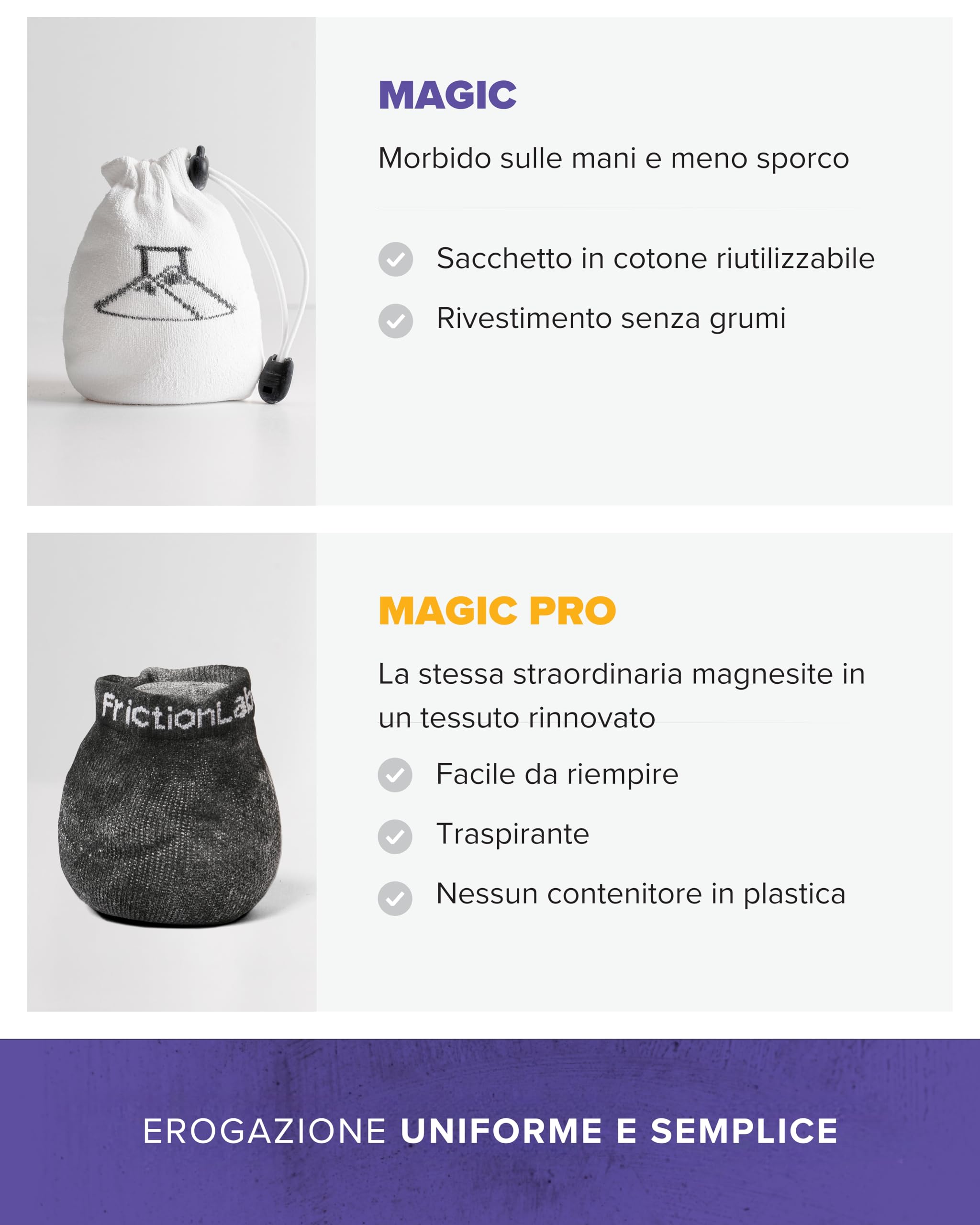 Friction Labs Magic Chalk Ball & Magic Chalk Ball PRO - Palle di Gesso Premium per Arrampicata su Roccia, Sollevamento Pesi, Ginnastica e Bowling - Gesso da Palestra Senza pasticci